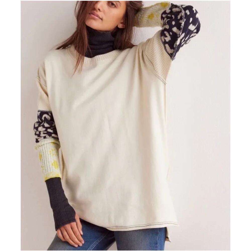 Free People We the Free Tiger Style Cuff Top Tea Combo Medium NEW